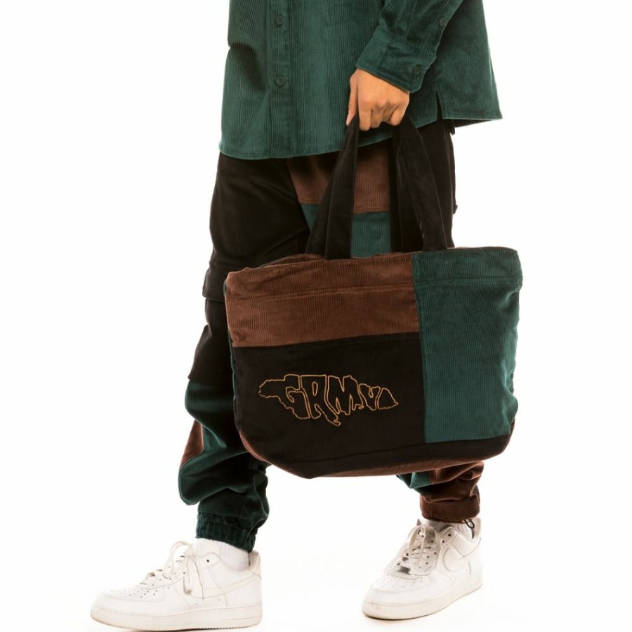 Grimey Backpacks | Grimey "Tote" Aged Rum Corduroy Bag - Winter 21 - Green