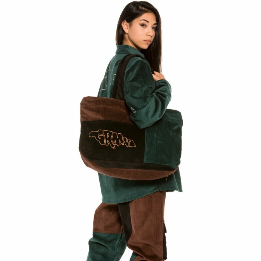 Grimey Backpacks | Grimey "Tote" Aged Rum Corduroy Bag - Winter 21 - Green