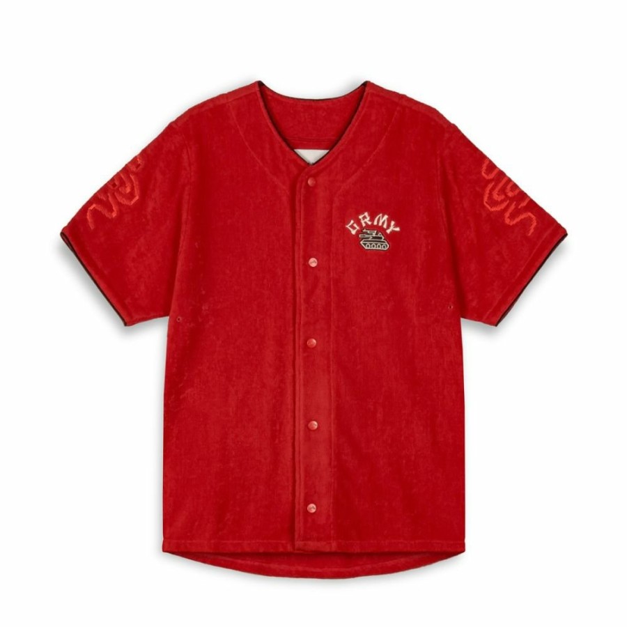 Grimey Ss24 | Camisa De Baseball Grimey Lucky Dragon Terry Towelling - Red - Ss24