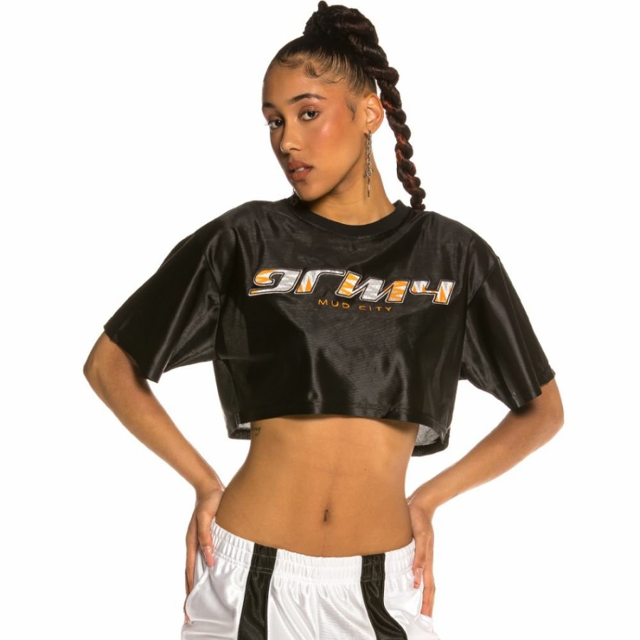 Grimey Tees & Tops | Grimey Chica Acknowledge Crop Top Ss20 Black