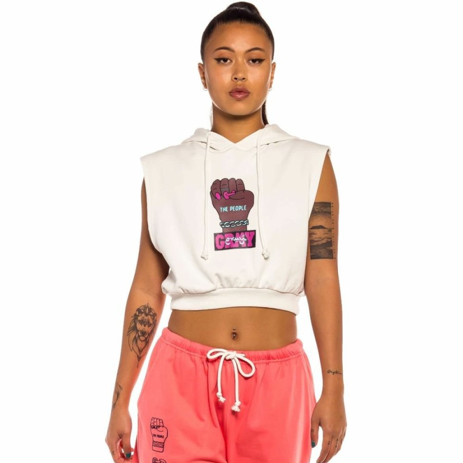 Grimey Sweatshirts | Grimey Day Dreamer Sleeveless Girl Hoodie - White - Spring 22