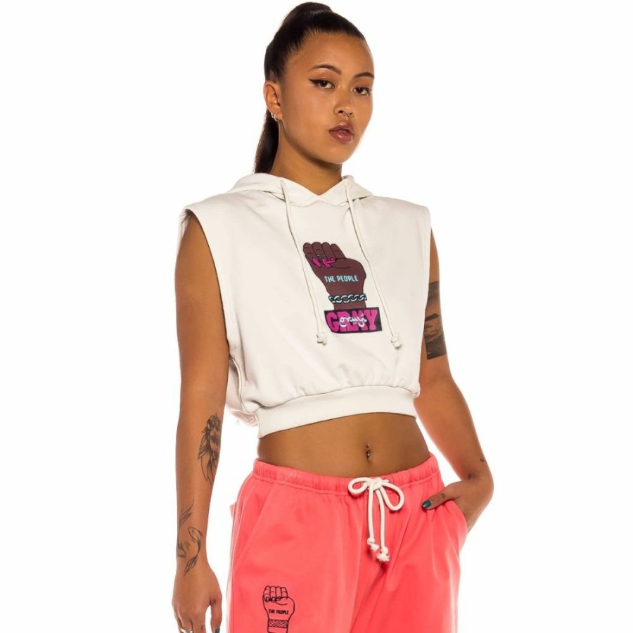 Grimey Sweatshirts | Grimey Day Dreamer Sleeveless Girl Hoodie - White - Spring 22