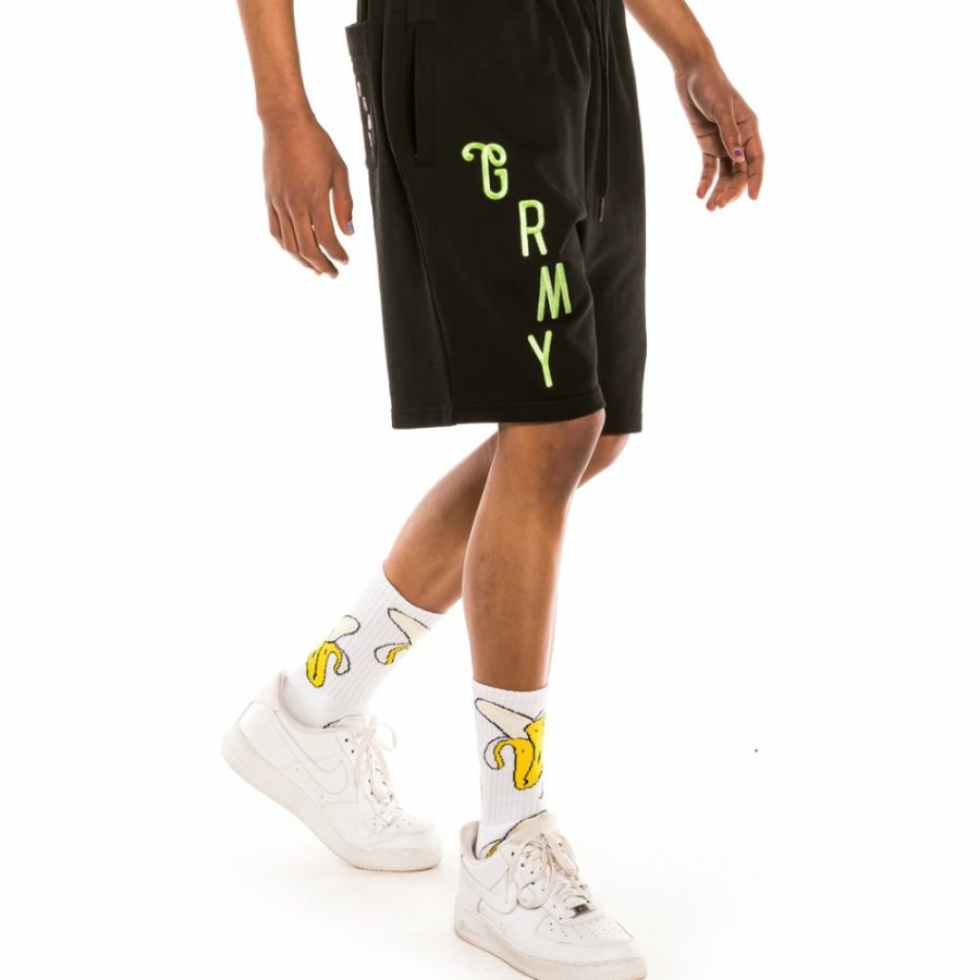 Grimey Shorts | Grimey "Jungle Punch" Sweatshorts - Black - Spring 22