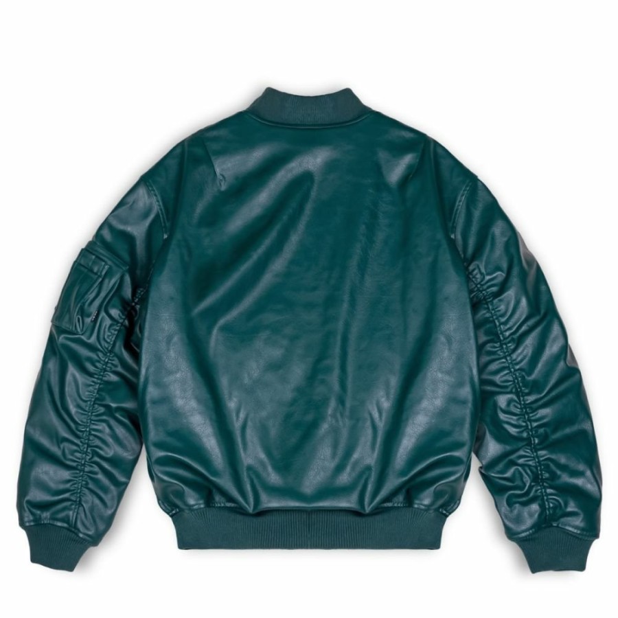 Grimey Jackets | Chaqueta Bomber Grimey "Iam" Pu Leather - Green - Fall 22