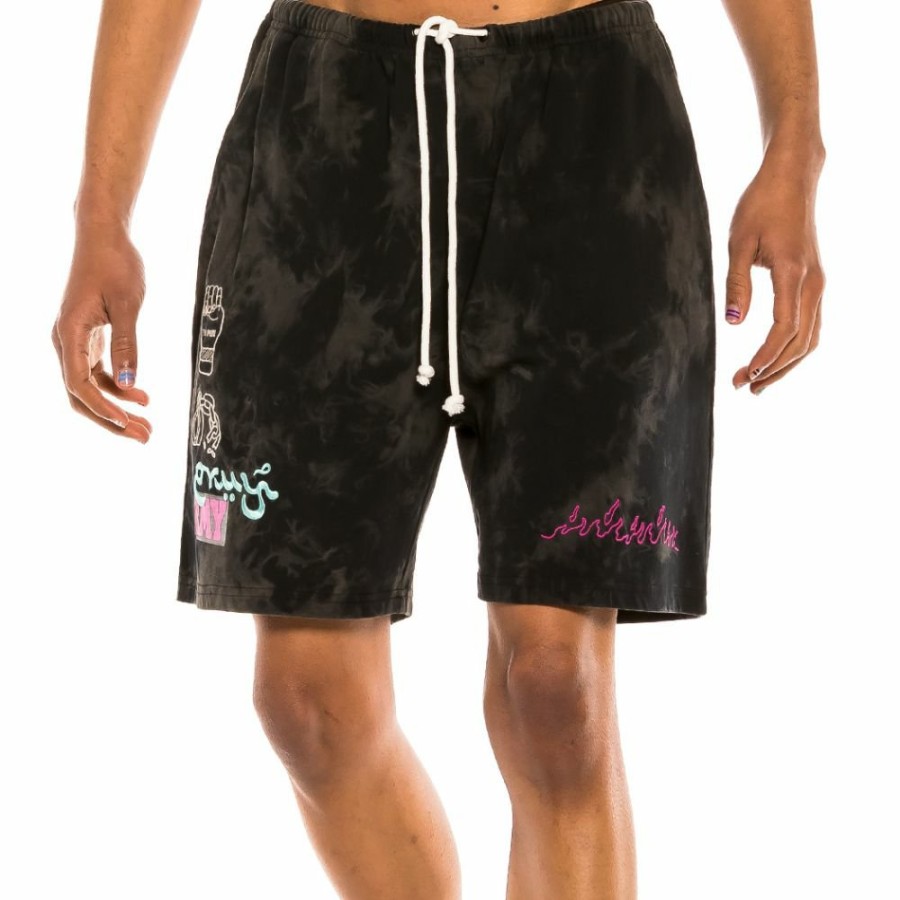 Grimey Shorts | Grimey "Day Dreamer" Sweatshorts - Bleached Black - Spring 22