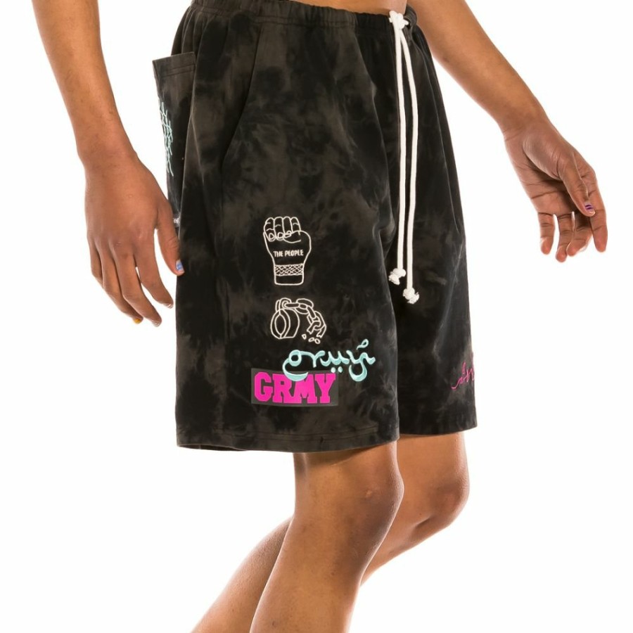 Grimey Shorts | Grimey "Day Dreamer" Sweatshorts - Bleached Black - Spring 22