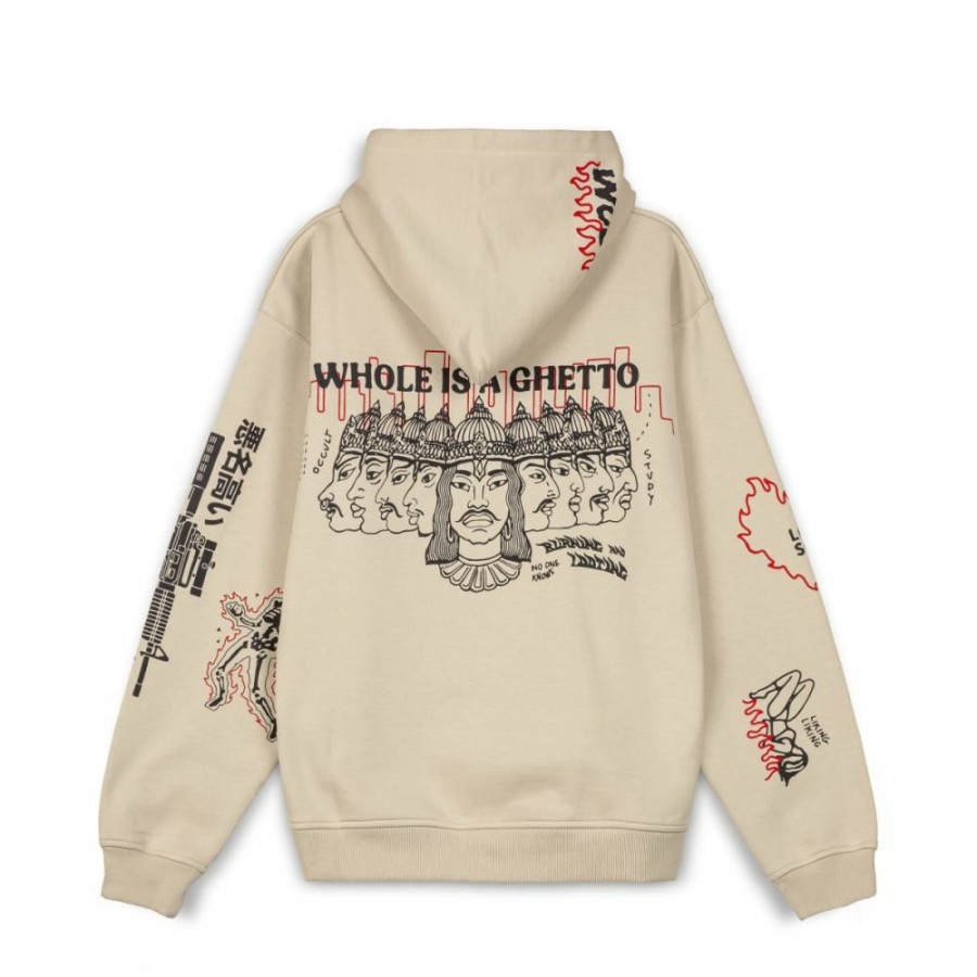 Grimey Sweatshirts | Sudadera Capucha Grimey Back At You Wide Hole Vintage - Cream - Fw23