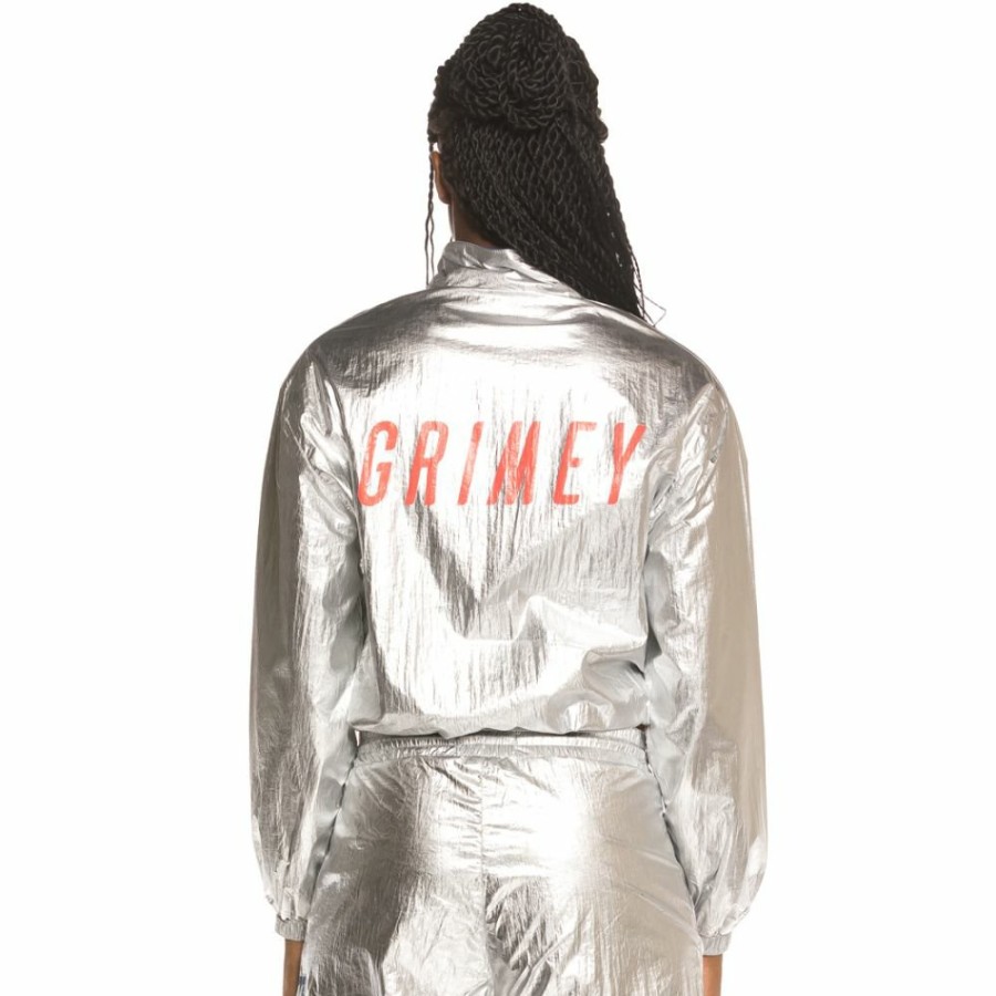 Grimey Sweatshirts | Grimey Planet Noire Girl Track Jacket Fw19 Silver