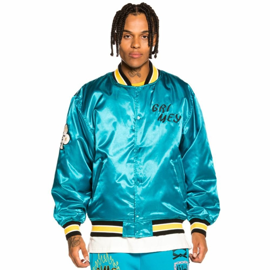 Grimey Jackets | Grimey "Destroy All Fear" Reversible Satin Jacket - Blue - Fall 21