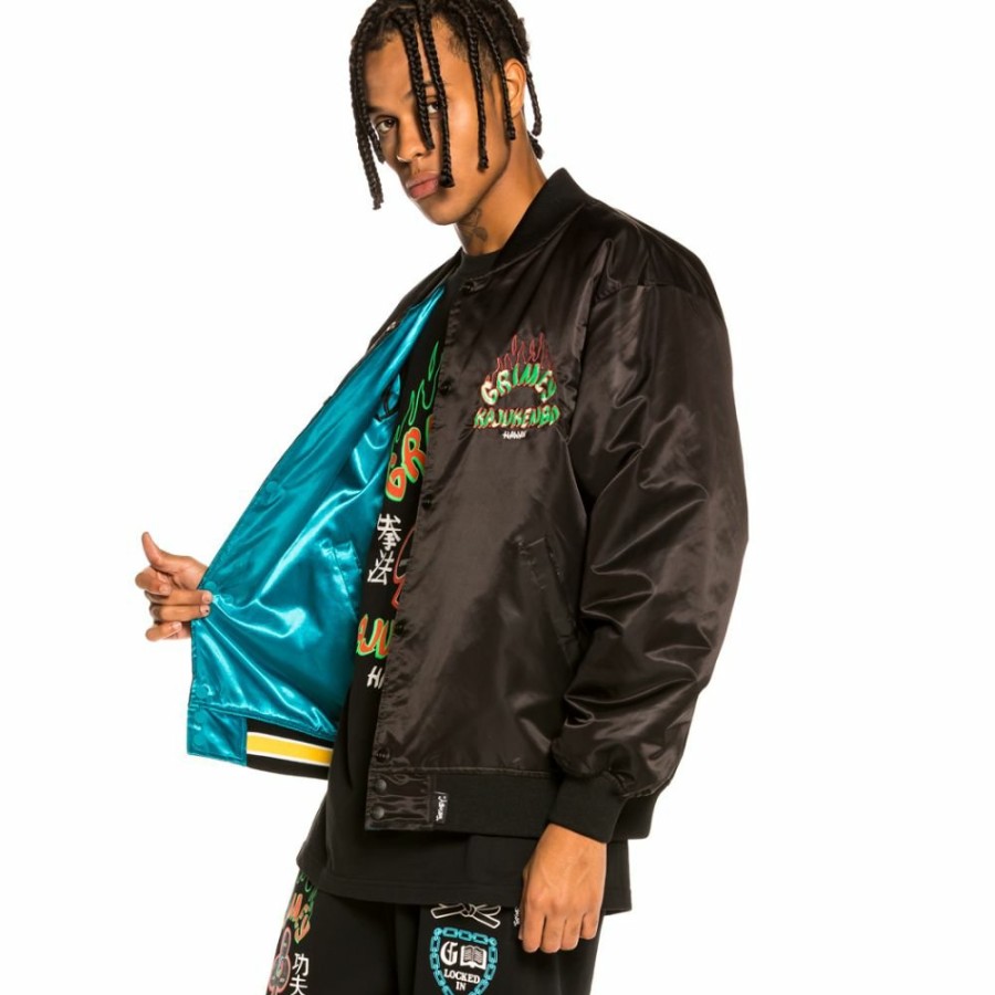 Grimey Jackets | Grimey "Destroy All Fear" Reversible Satin Jacket - Blue - Fall 21