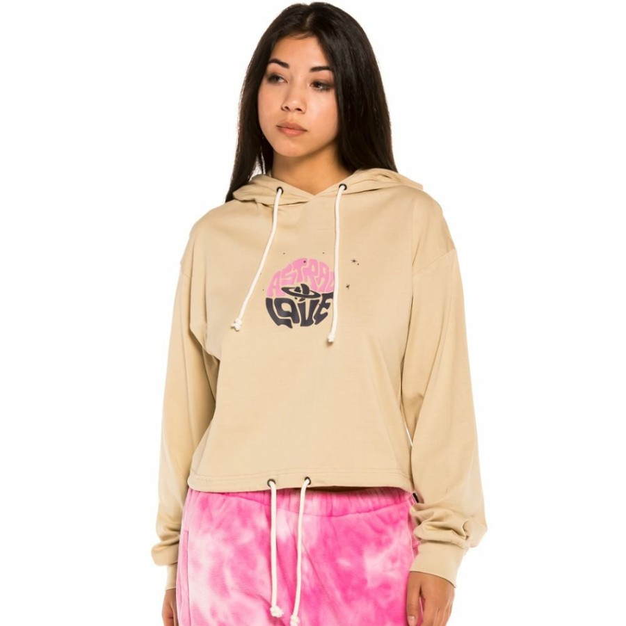 Grimey Tees & Tops | Grimey "Space Lady" Long Sleeve Hodded Shirt - Sand - Winter 21