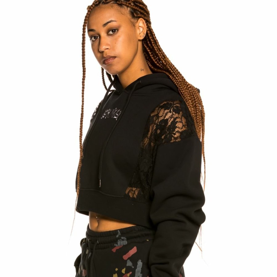 Grimey Sweatshirts | Grimey "Jazz Thing" Girl Lace Hoodie - Black - Fall 21