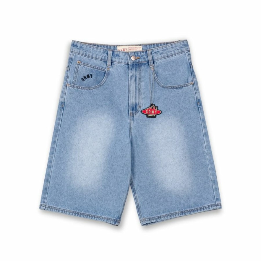 Grimey Shorts | Pantalon Corto Grimey Burn In Flames - Washed Light Blue - Ss24