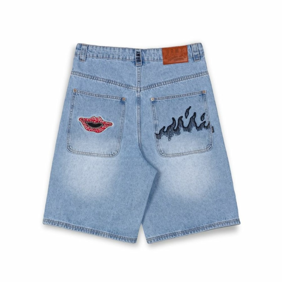 Grimey Shorts | Pantalon Corto Grimey Burn In Flames - Washed Light Blue - Ss24