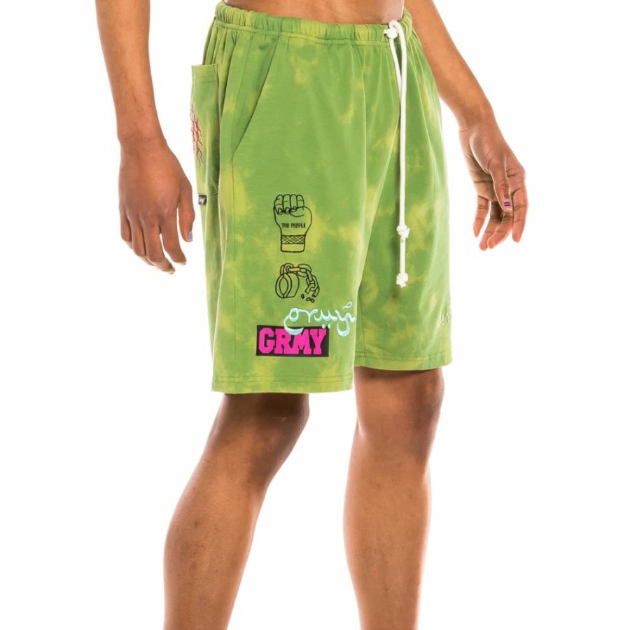 Grimey Shorts | Grimey "Day Dreamer" Sweatshorts - Bleached Green - Spring 22