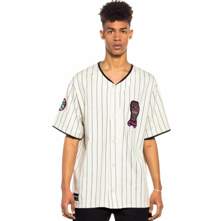 Grimey Tees | Camiseta De Baseball Grimey Day Dreamer Stripes - White- Spring 22