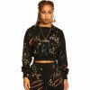 Grimey Tees & Tops | Grimey "Jazz Thing" All Over Print Long Sleeve Crop Top - Black - Fall 21