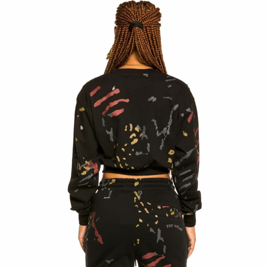 Grimey Tees & Tops | Grimey "Jazz Thing" All Over Print Long Sleeve Crop Top - Black - Fall 21