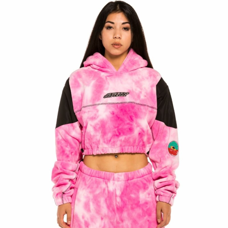 Grimey Sweatshirts | Grimey "Space Lady" Polar Fleece Hoodie - Bleached Pink - Fall 21