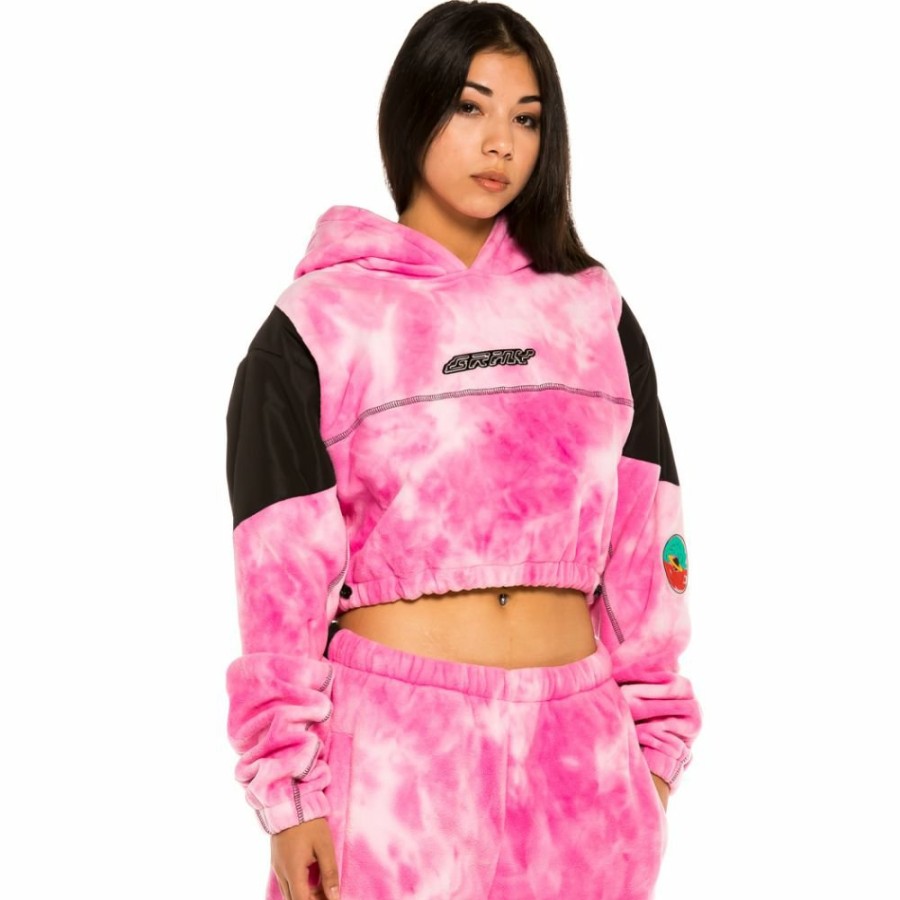 Grimey Sweatshirts | Grimey "Space Lady" Polar Fleece Hoodie - Bleached Pink - Fall 21