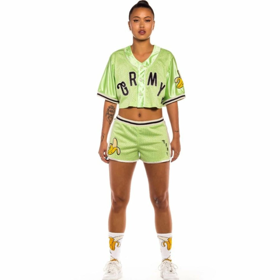 Grimey Tees & Tops | Grimey "Jungle Punch" Girl Mesh Crop Baseball Jersey - Green - Spring 22