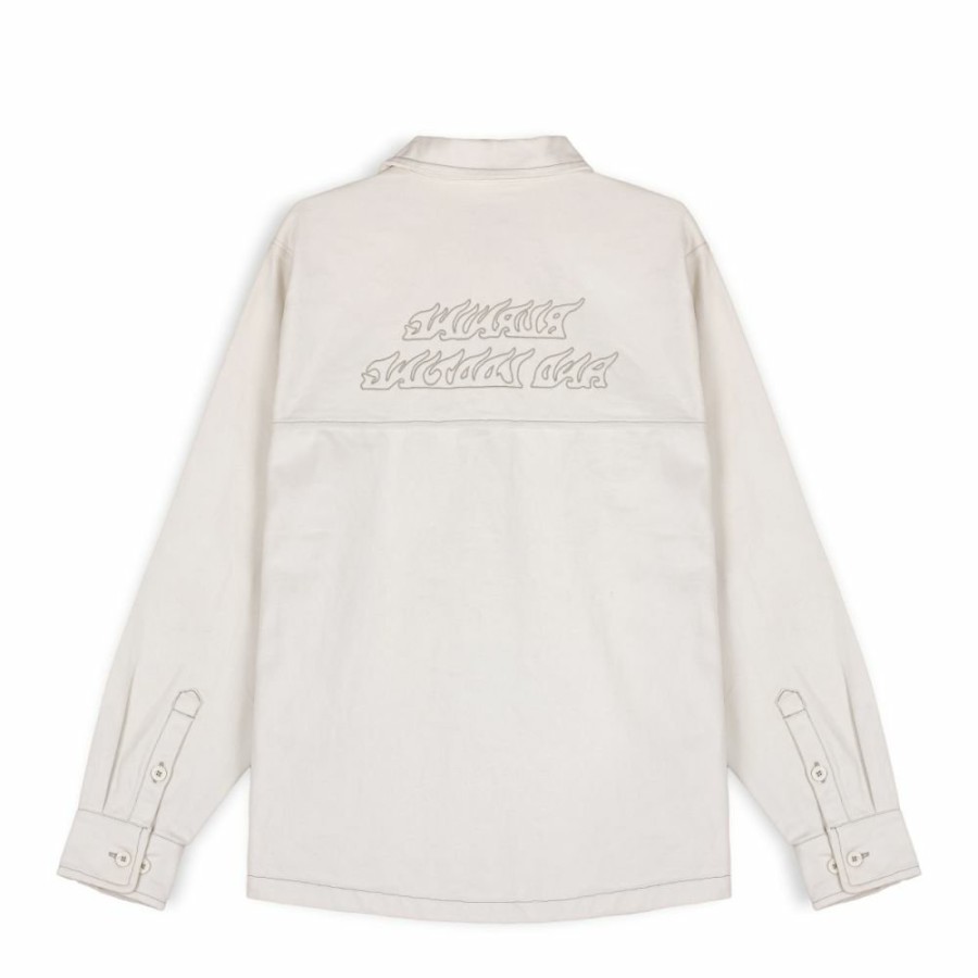 Grimey Shirts | Grimey "Snow Fox" Canvas Long Sleeve Shirt - White - Winter 22