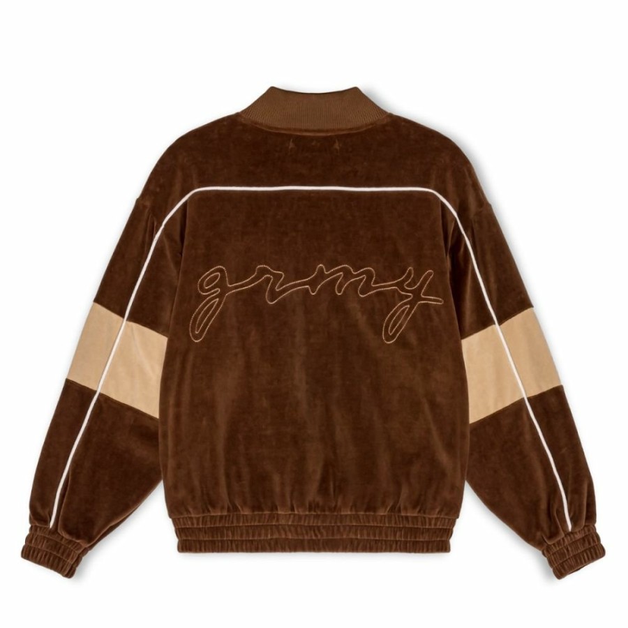 Grimey Jackets | Grimey "Iam" Velvet Track Jacket - Brown - Fall 22