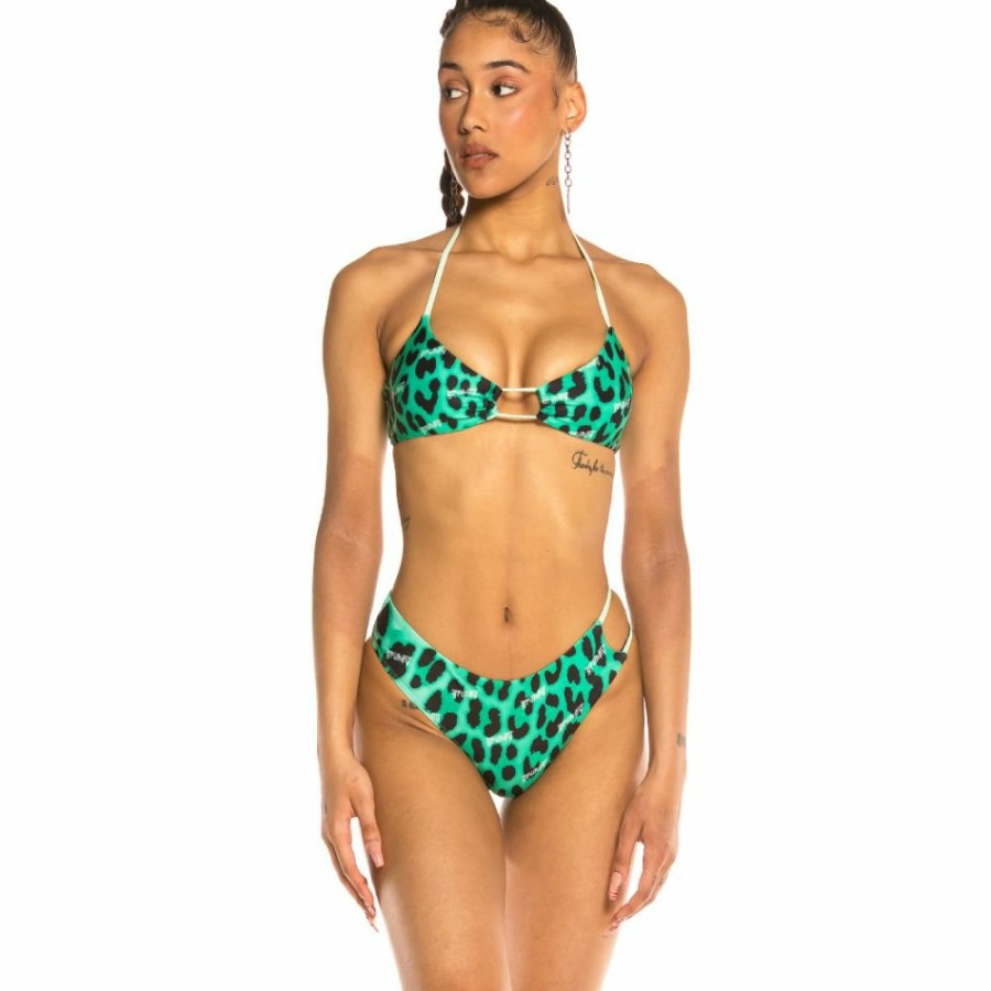 Grimey Swimwear | Grimey Yanga Leopard Bikini Top Ss20 Green