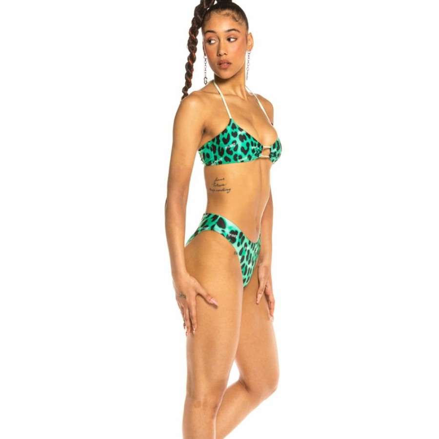 Grimey Swimwear | Grimey Yanga Leopard Bikini Top Ss20 Green