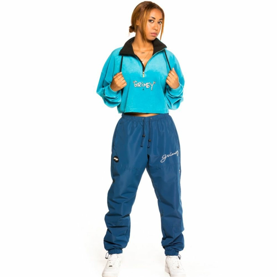 Grimey Women Outfits | Pack Grimey Crop Sweatahirt + Track Pant "Martinica / Gem Cutting" - Blue/Navy - Fall 21