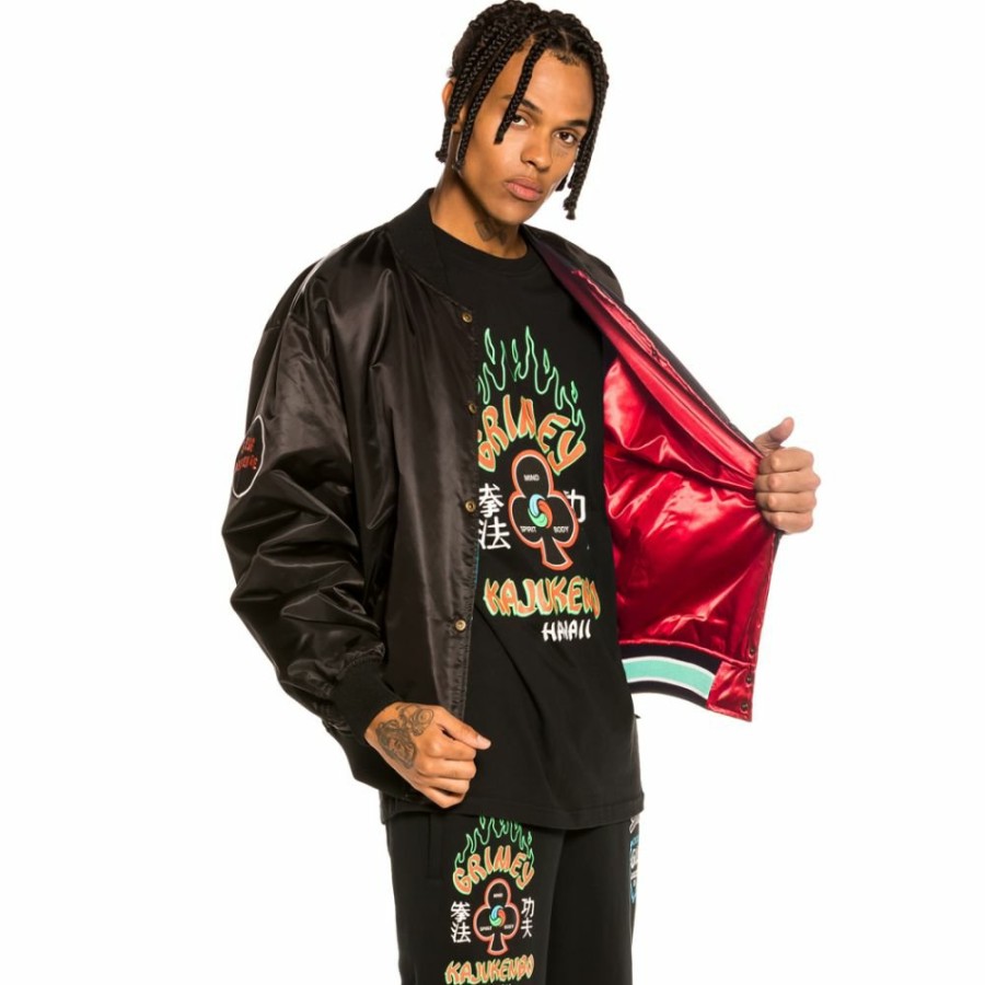 Grimey Jackets | Grimey "Destroy All Fear" Reversible Satin Jacket - Black/Red - Fall 21