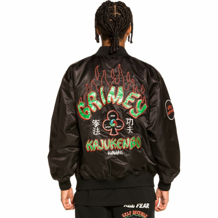 Grimey Jackets | Grimey "Destroy All Fear" Reversible Satin Jacket - Black/Red - Fall 21