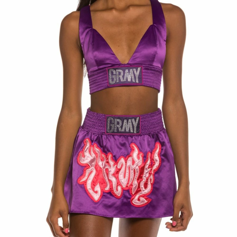 Grimey Tees & Tops | Grimey Yoga Fire Girl Top Fw20 Purple