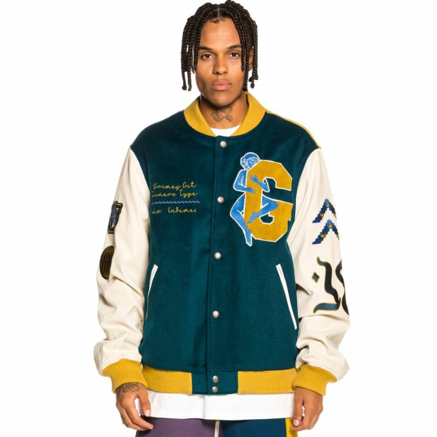 Grimey Jackets | Grimey "Singgang Junction" Wool Baseball Jacket - Navy - Fall 21