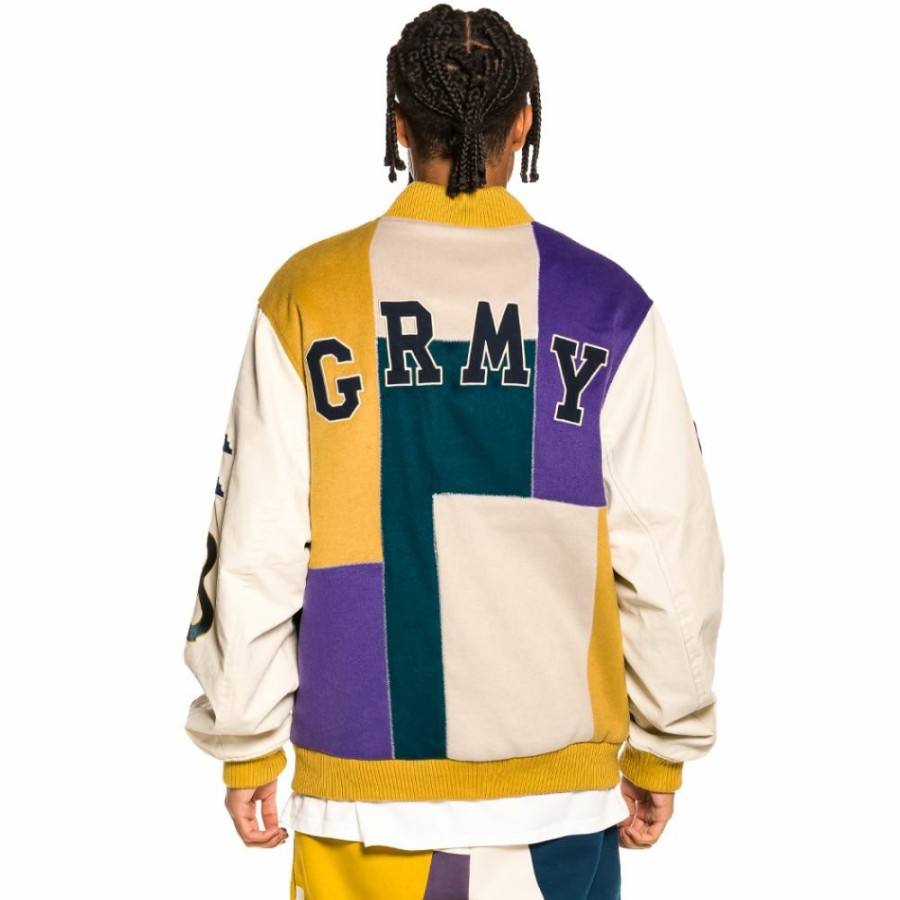 Grimey Jackets | Grimey "Singgang Junction" Wool Baseball Jacket - Navy - Fall 21