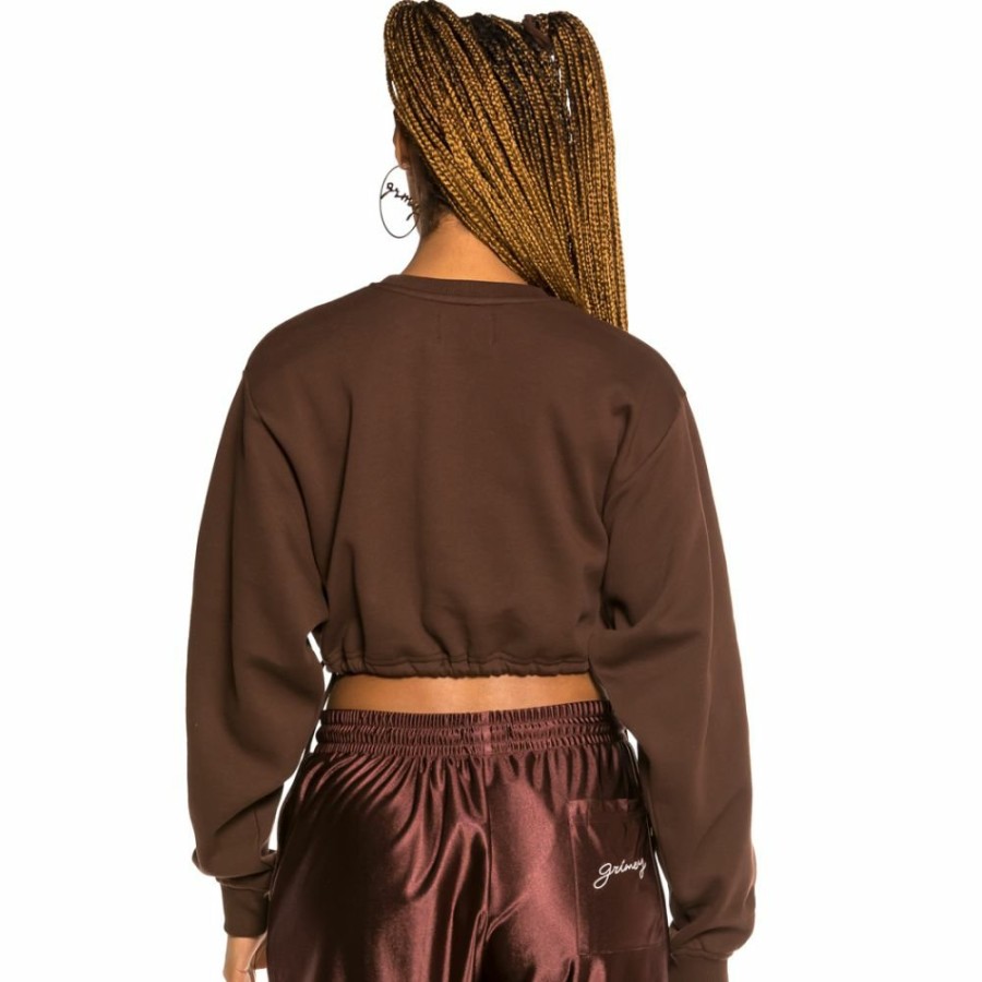 Grimey Sweatshirts | Grimey "The Loot" Girl Crop Crewneck Brown - Spring 21