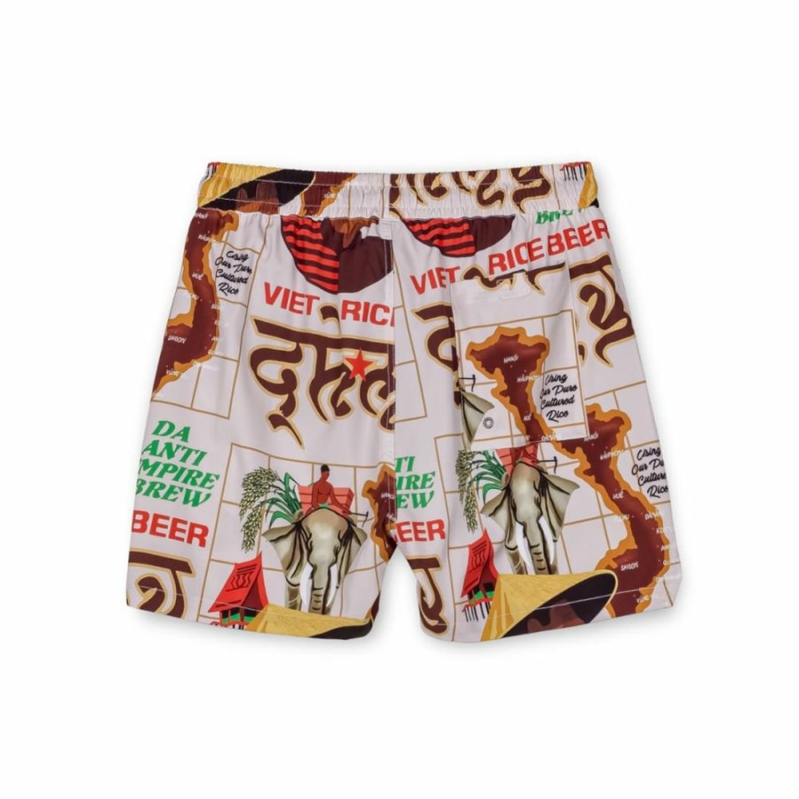 Grimey Swimwear | Grimey Viet Cong Beer Swimming Short - White - Summer 23