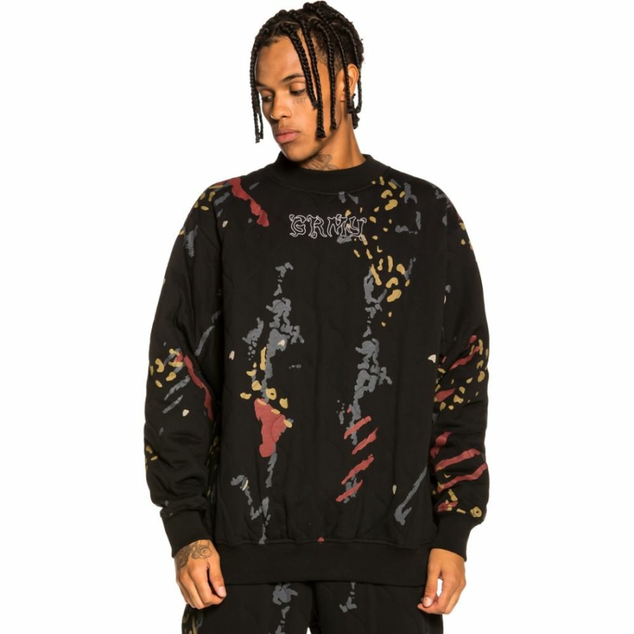 Grimey Sweatshirts | Sudadera Grimey "Jazz Thing All Over Print" Padded Crewneck - Black - Fall 21