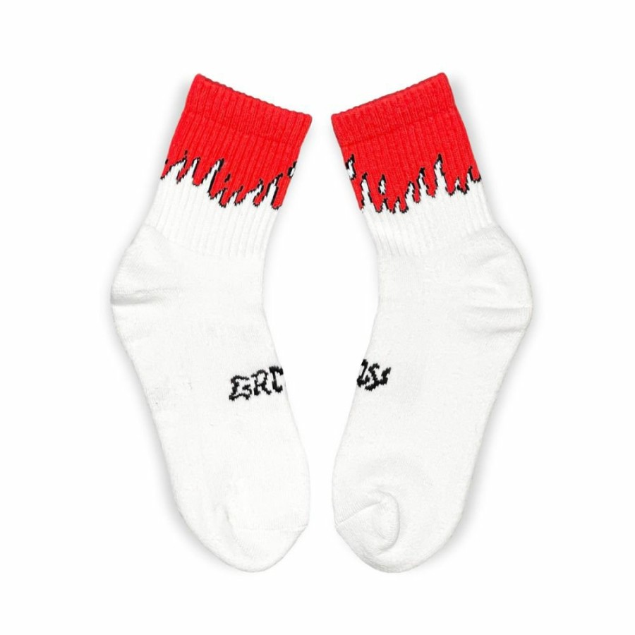 Grimey Socks | Grimey Fire Route Flames Socks - White - Spring 23