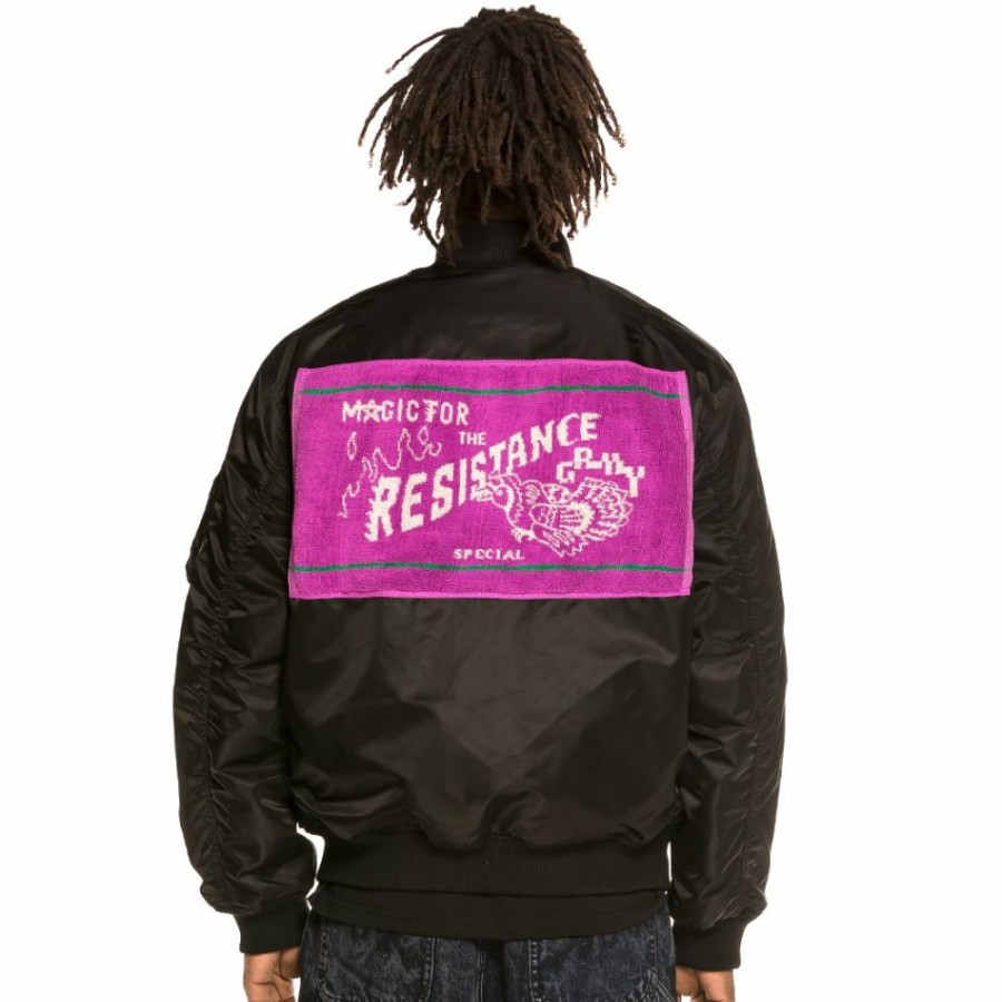 Grimey Jackets | Grimey "Liveution" Reversible Bomber Jacket Black - Spring 21