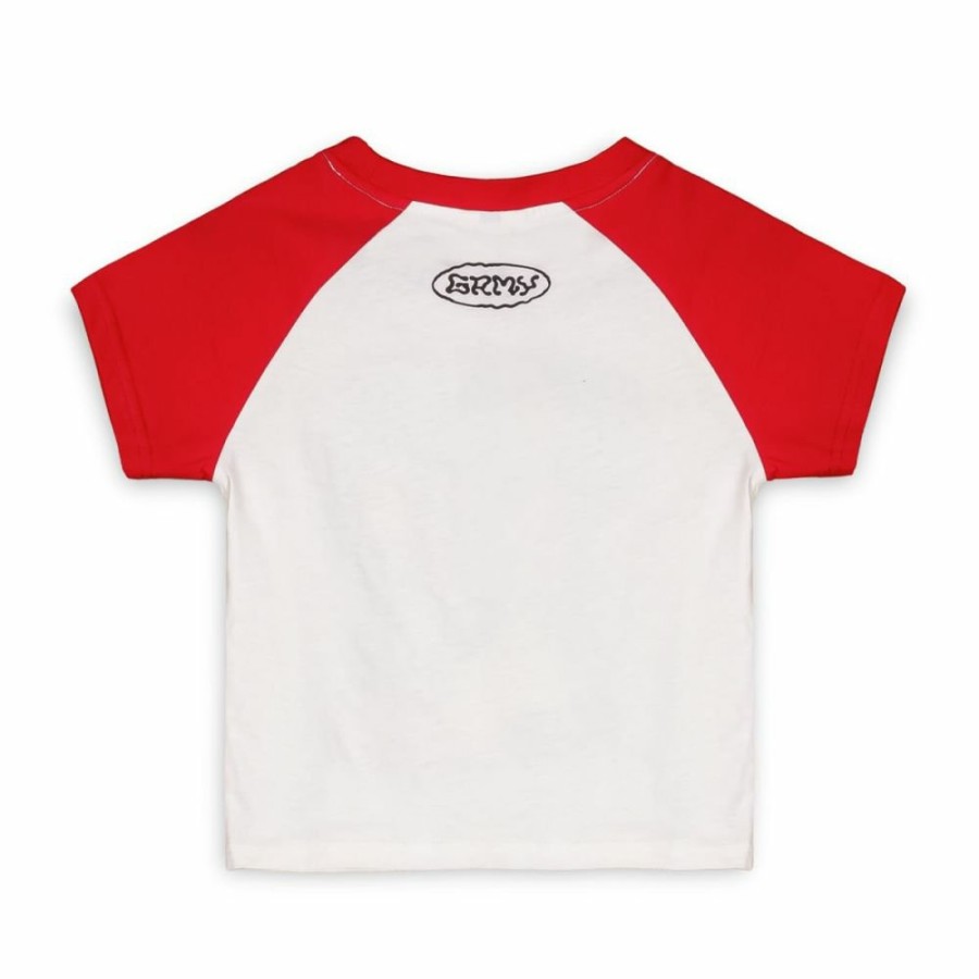 Grimey Tees & Tops | Grimey Ufollow Girl Raglan Fitted Top - Red - Spring 23