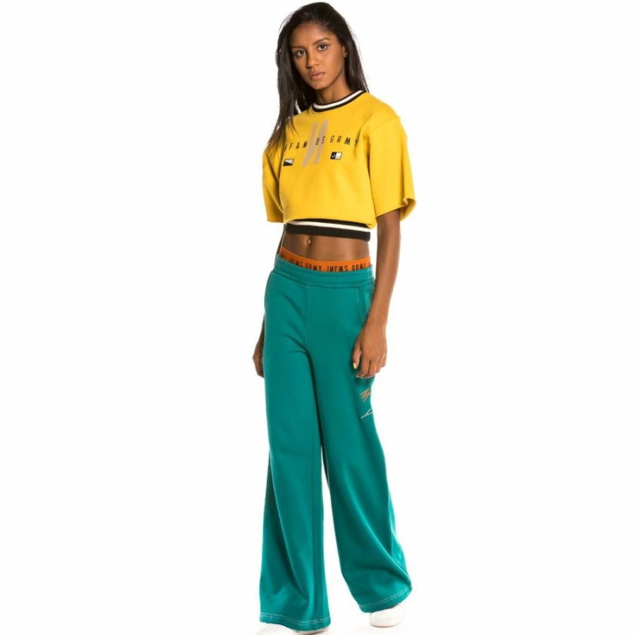 Grimey Women Outfits | Pack Grimey Crop Top + Track Pants Nite Marauder Fw20 Green/Mustard