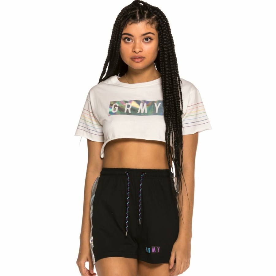 Grimey Tees & Tops | Grimey Fluid Planet Girl Crop Top Ss19 White