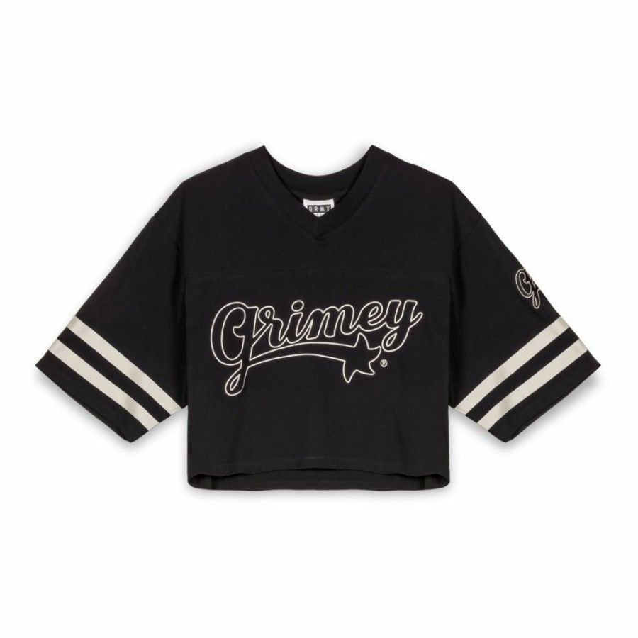 Grimey Tees & Tops | Grimey Madrid Girl Crop Football Jersey - Black - Fw23