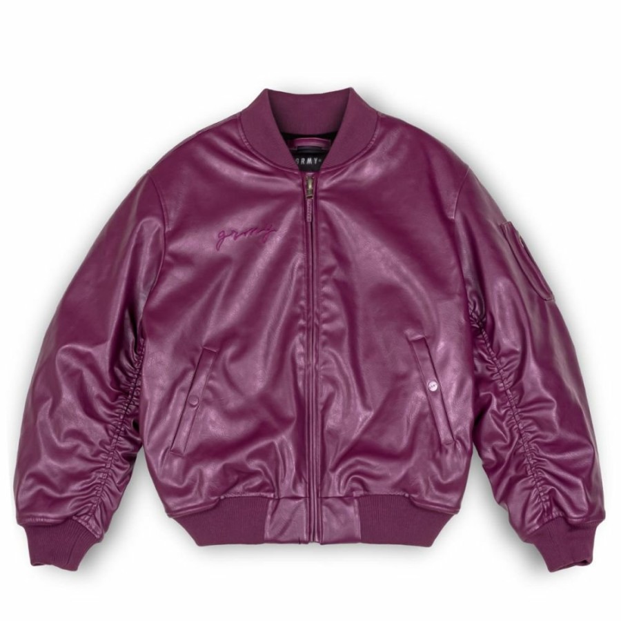 Grimey Jackets | Chaqueta Bomber Grimey "Iam" Pu Leather - Wine - Fall 22