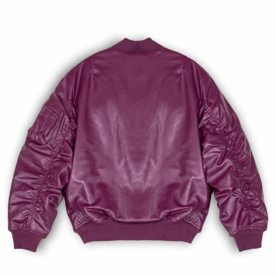 Grimey Jackets | Chaqueta Bomber Grimey "Iam" Pu Leather - Wine - Fall 22