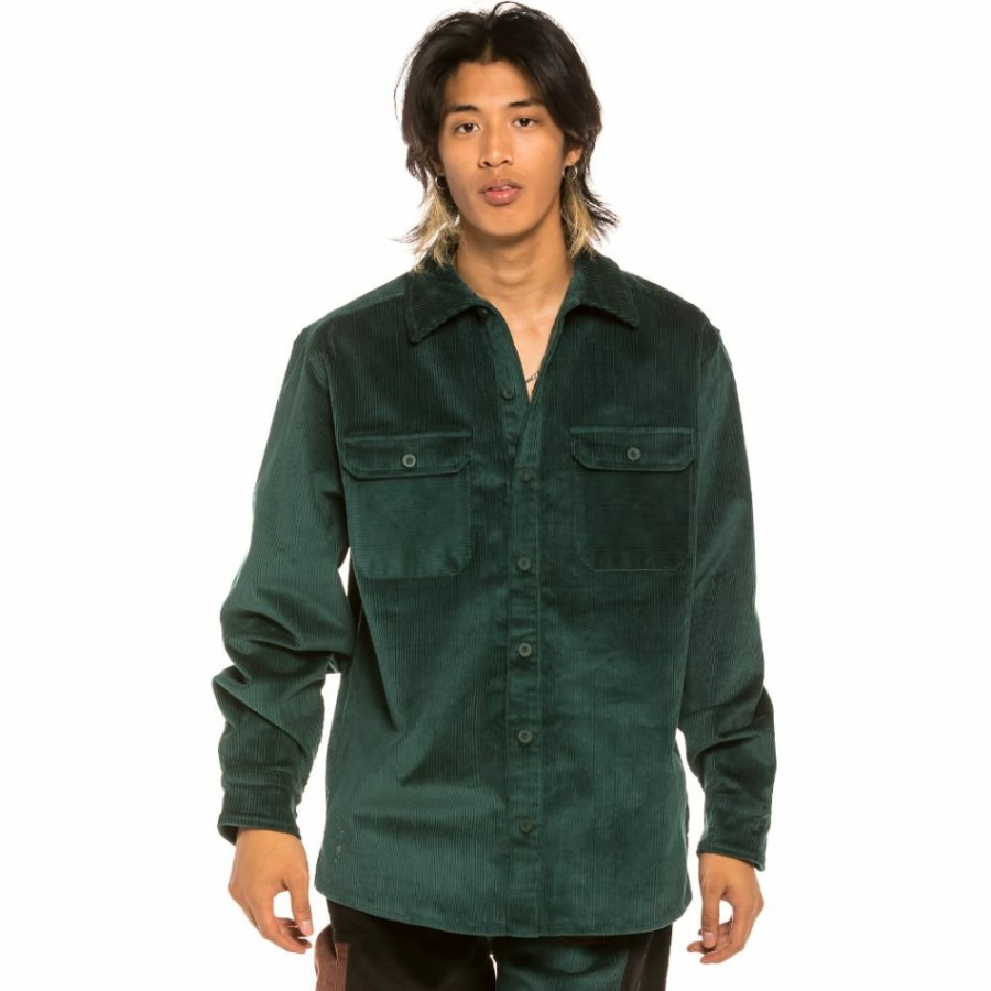 Grimey Shirts | Grimey "Aged Rum" Corduroy Long Shirt - Green - Winter 21