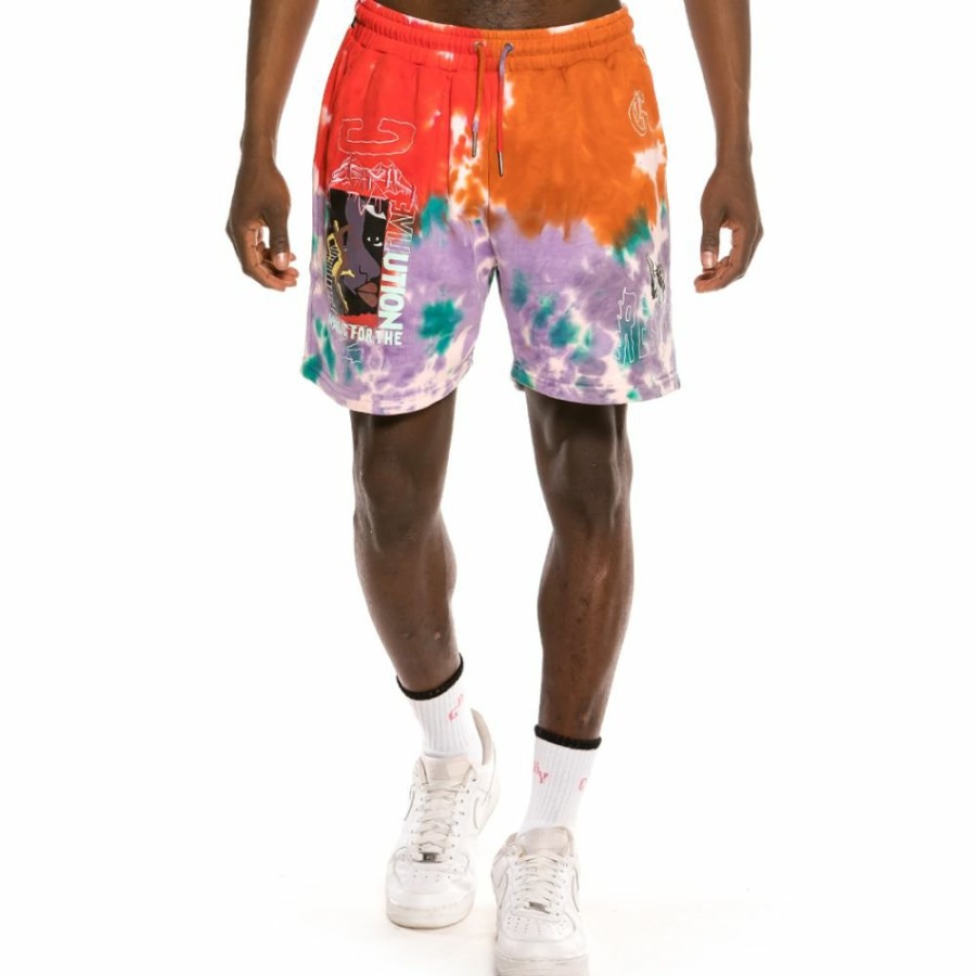 Grimey Shorts | Grimey "Liveution Magic 4 Resistance" Sweatshorts Tie Dye - Spring 21