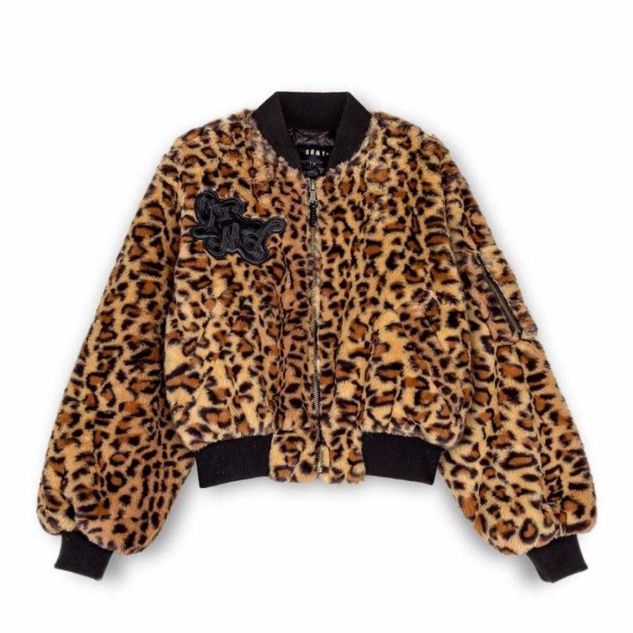 Grimey Coats | Grimey "Westbound" Fur Girl Bomber Jacket - Leopard - Fall 22