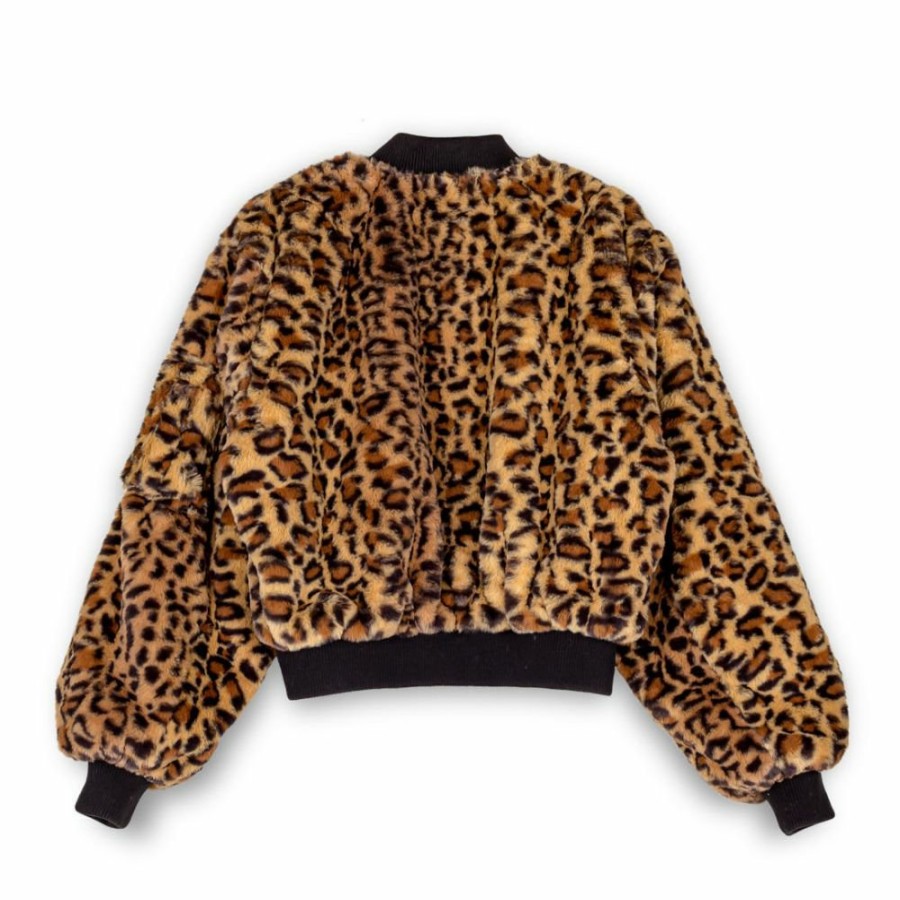 Grimey Coats | Grimey "Westbound" Fur Girl Bomber Jacket - Leopard - Fall 22